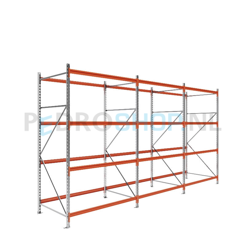 Grootvakstelling: 250cm (h) x 100cm (d) x 470.8cm (l) x 4 niveaus