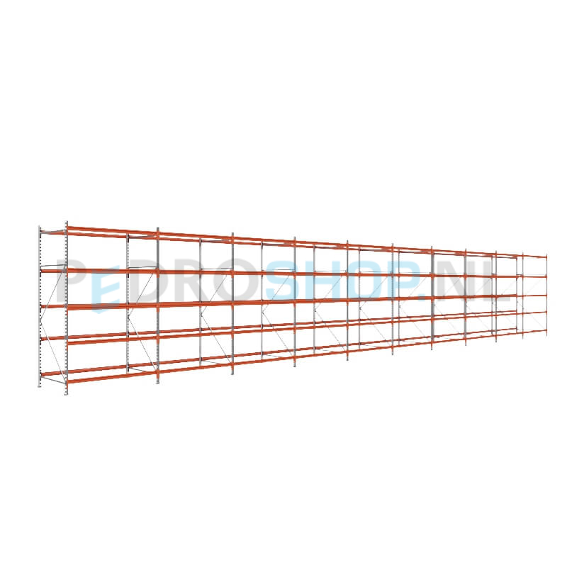 Grootvakstelling: 250cm (h) x 100cm (d) x 1557.2cm (l) x 5 niveaus