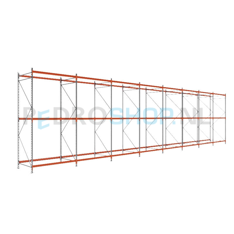 Grootvakstelling: 300cm (h) x 100cm (d) x 1246.8cm (l) x 3 niveaus