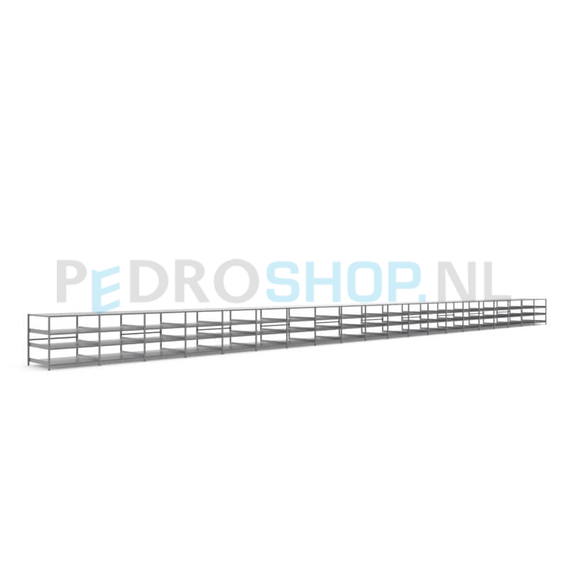 Metalen stellingkast: 100cm (h) x 100cm (d) x 2015.6cm (l)
