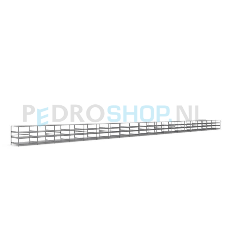 Metalen stellingkast: 100cm (h) x 100cm (d) x 2216.8cm (l)