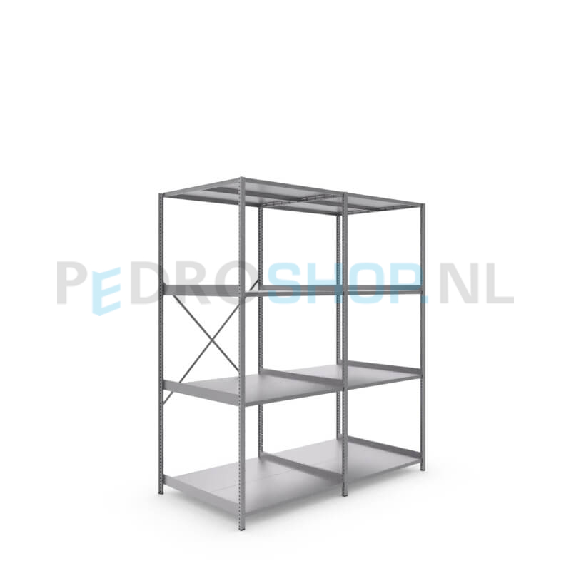 Metalen stellingkast: 230cm (h) x 100cm (d) x 204.8cm (l)
