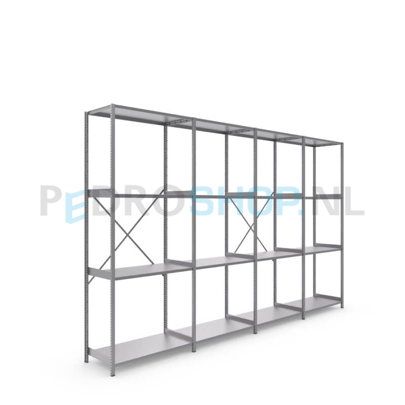 Metalen stellingkast: 250cm (h) x 50cm (d) x 406cm (l)