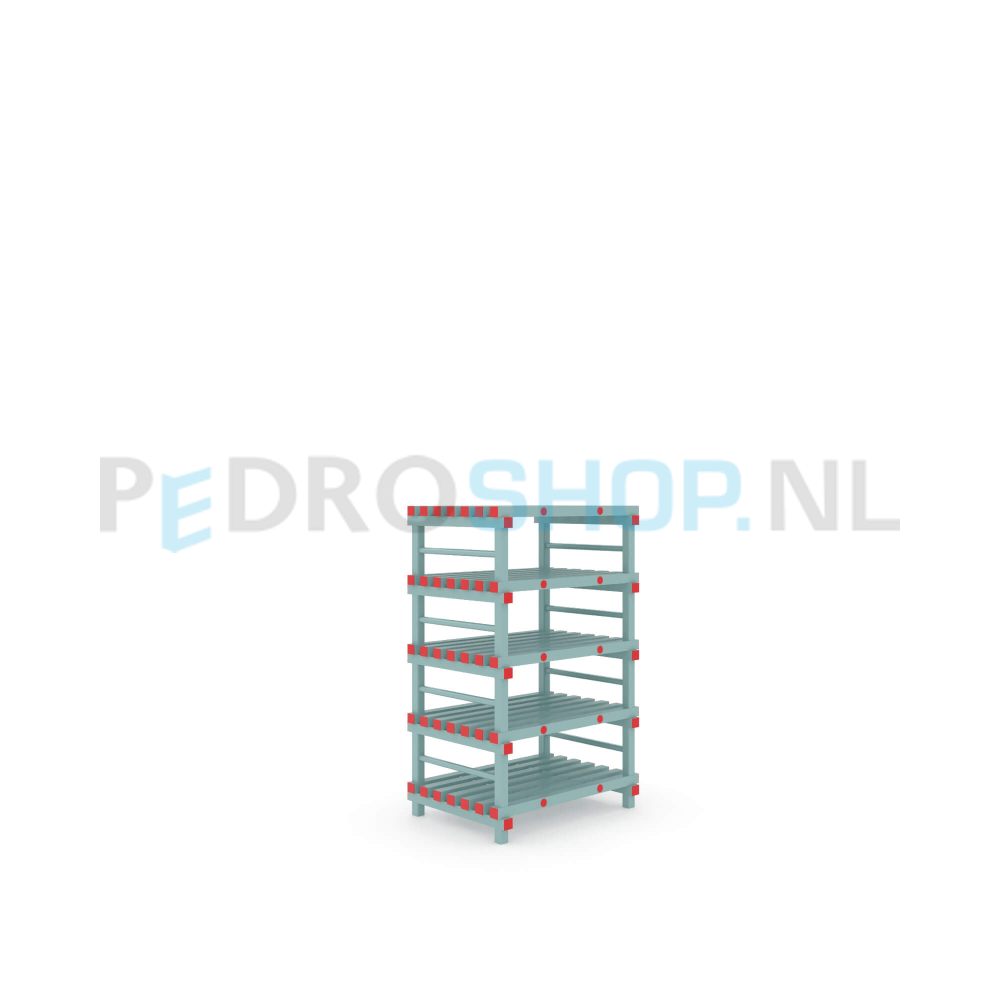 Kunststof stelling: 157cm (h) x 70cm (d) x 100cm (l)