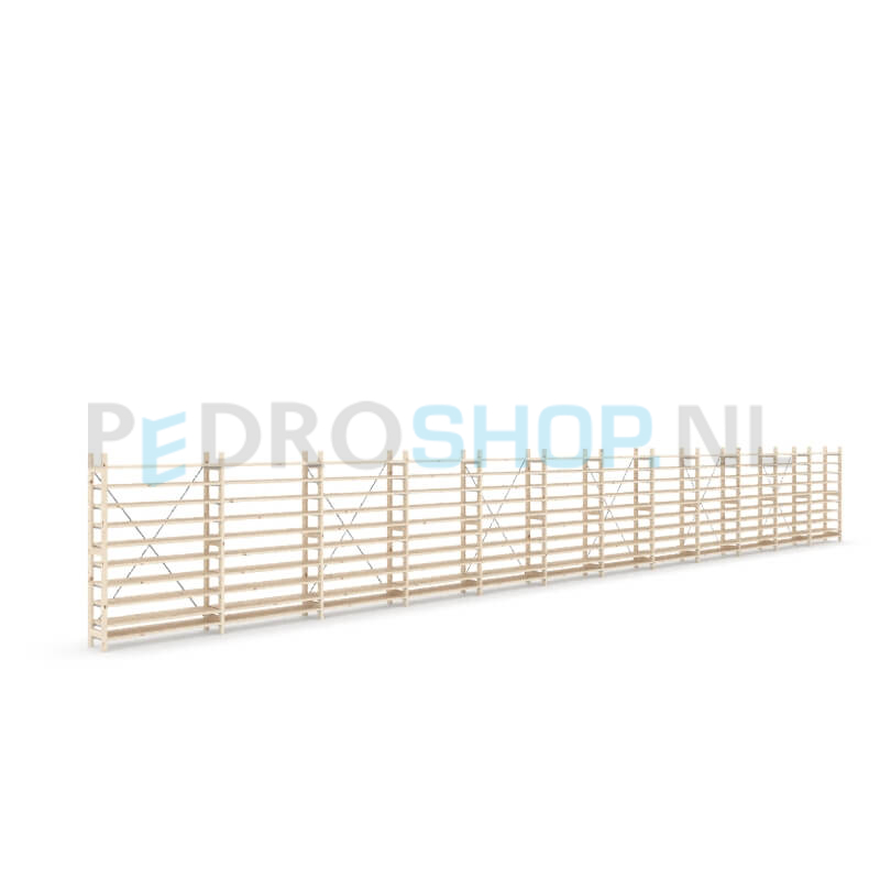 Houten stellingkast Easyrek: 150cm (h) x 30cm (d) x 1203cm (l)