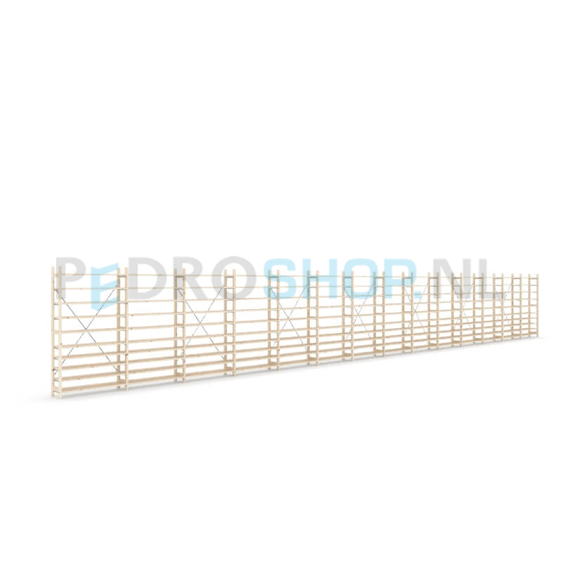 Houten stellingkast Easyrek: 180cm (h) x 30cm (d) x 1403cm (l)