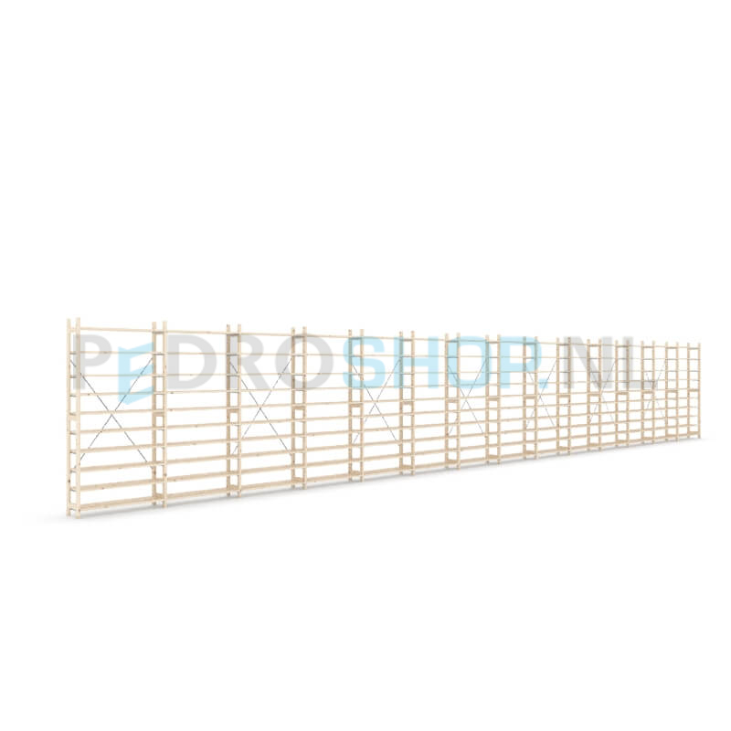 Houten stellingkast Easyrek: 210cm (h) x 30cm (d) x 1403cm (l)