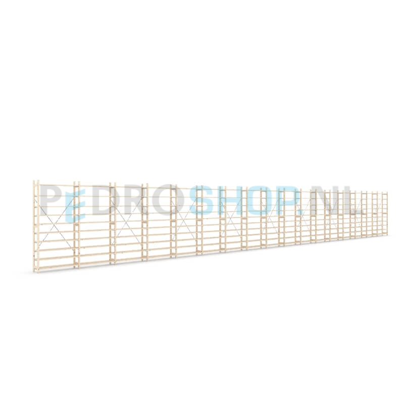 Houten stellingkast Easyrack: 210cm (h) x 30cm (d) x 1703cm (l)
