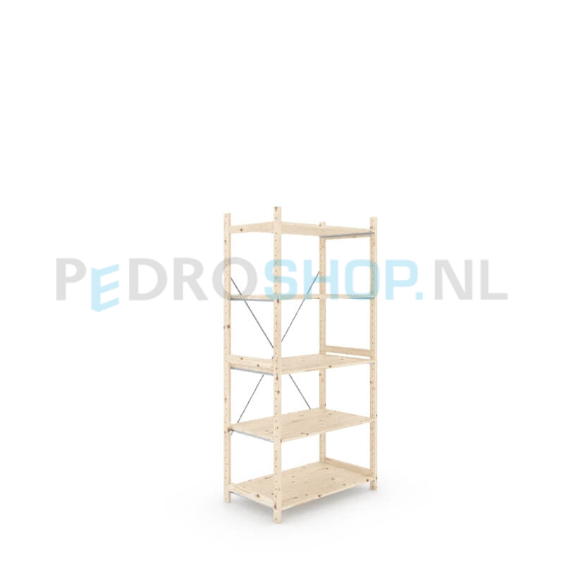 Houten stellingkast Easyrack: 210cm (h) x 60cm (d) x 103cm (l)