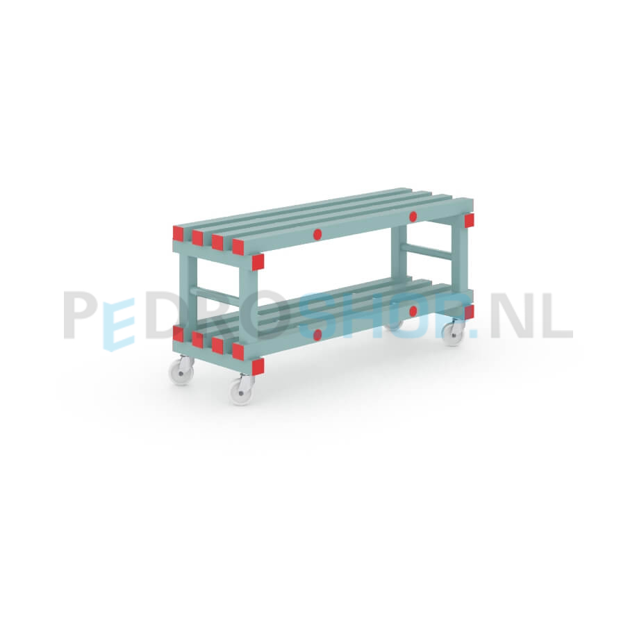 Kunststof stelling: 58cm (h) x 40cm (d) x 120cm (l)