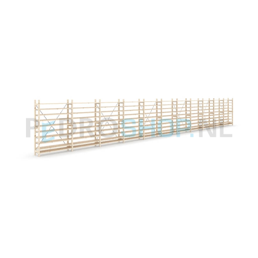 Houten stellingkast Easyrek: 150cm (h) x 30cm (d) x 1103cm (l)