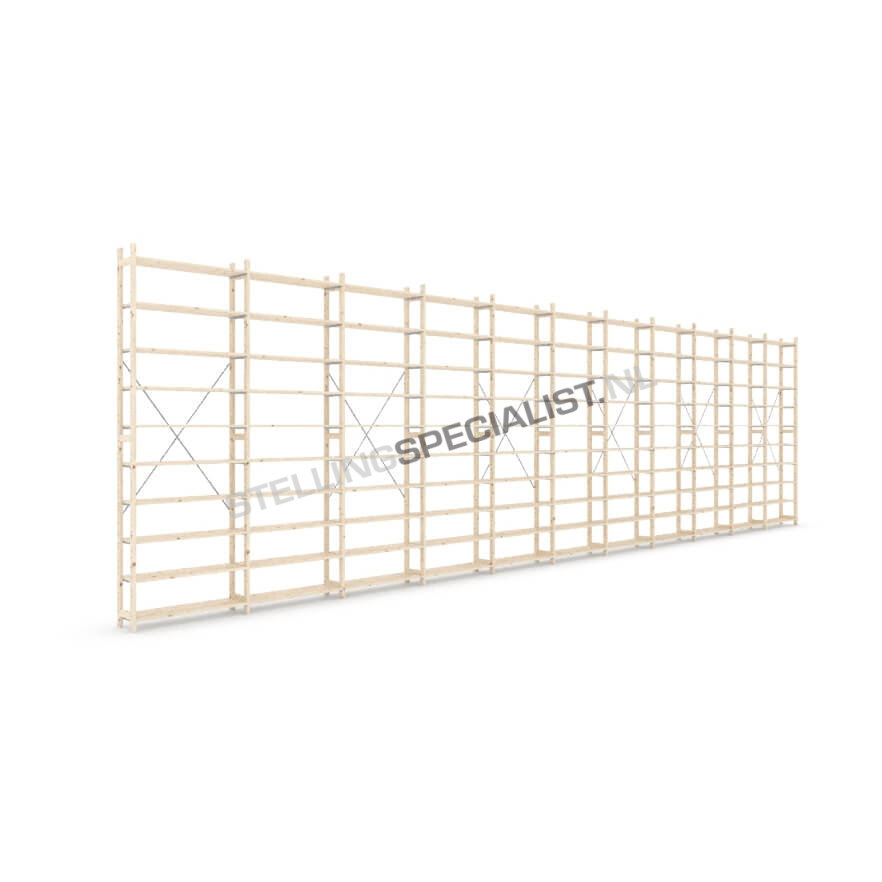 Houten stellingkast Easyrek: 300cm (h) x 30cm (d) x 1103cm (l)